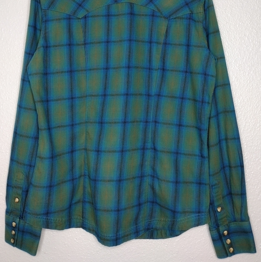 Panhandle Slim Powder River Outfitters Plaid Flannel Western Button Down Shirt - Picture 6 of 14
